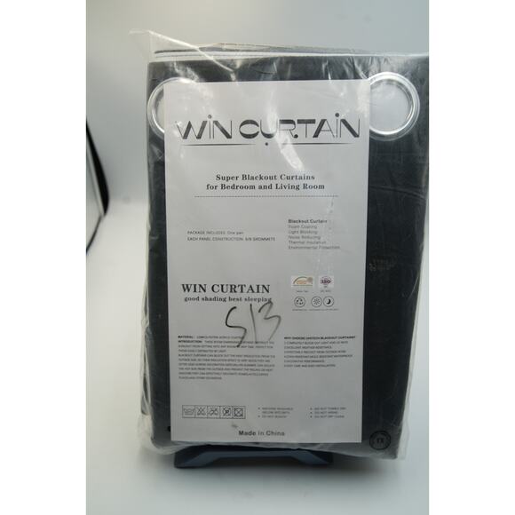 WIN CURTAIN Super Blackout Curtains – 1 Pair – Bedroom & Living Room – Grommet - Picture 1 of 9
